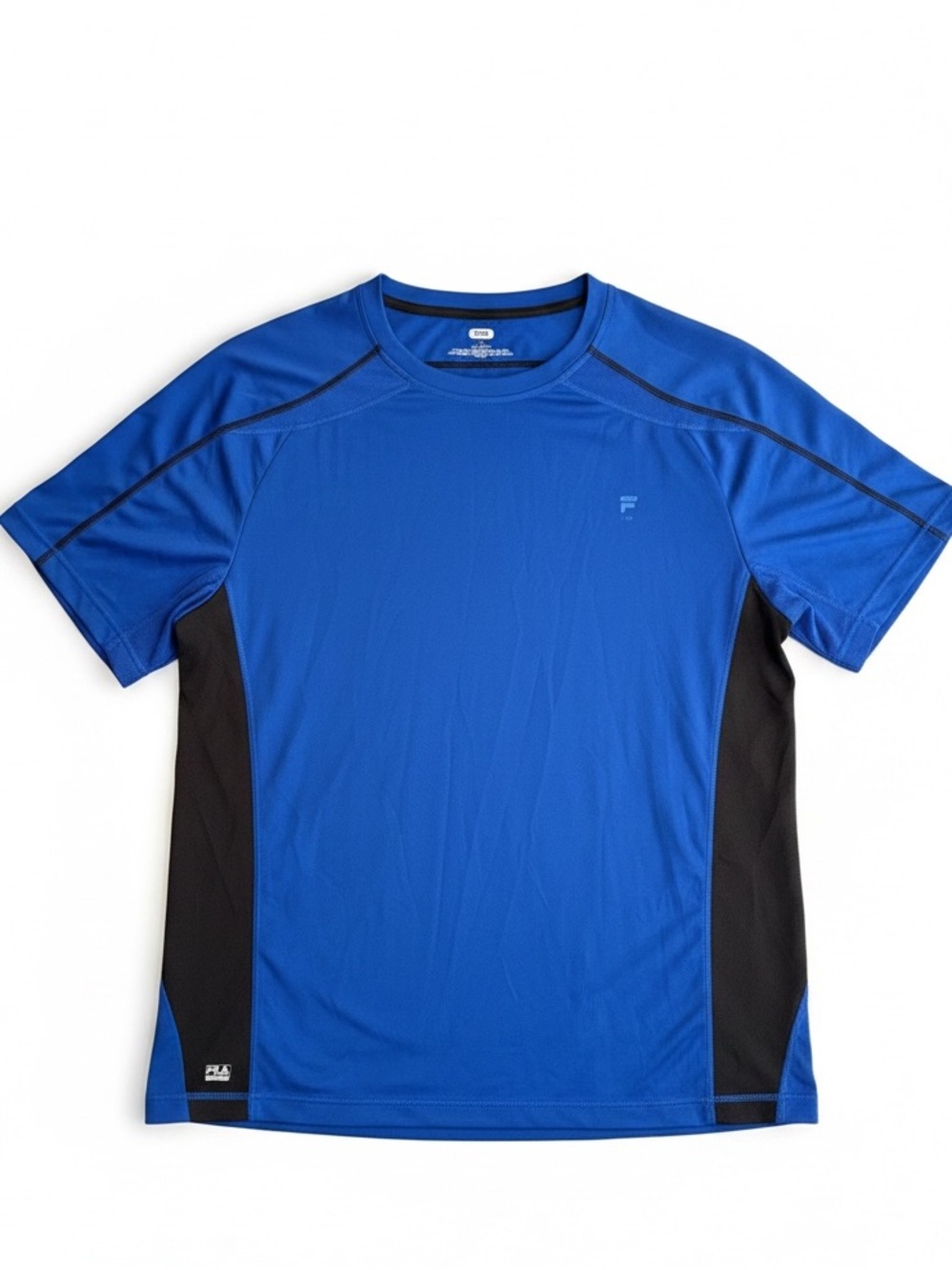 FILA Sport Performance Athletic Shirt Blue Black Short Sleeve Men’s XXL